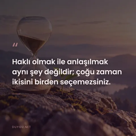 Haklı olmak ile anlaşılmak aynı şey değildir; çoğu zaman ikisini birden seçemezsiniz.