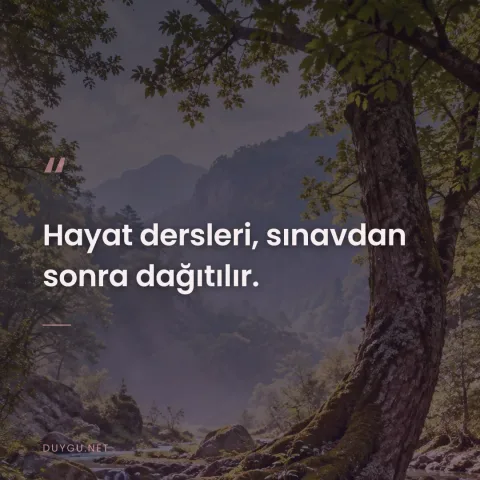 Hayat dersleri, sınavdan sonra dağıtılır.