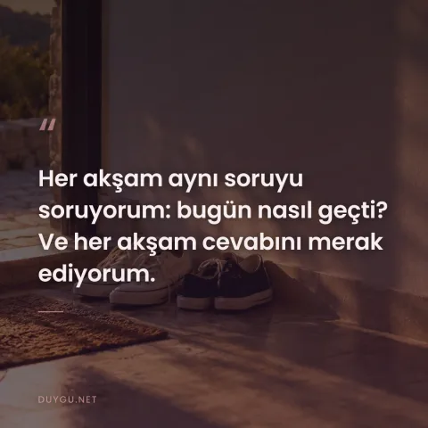 Her akşam aynı soruyu soruyorum: bugün nasıl geçti? Ve her akşam cevabını merak ediyorum.
