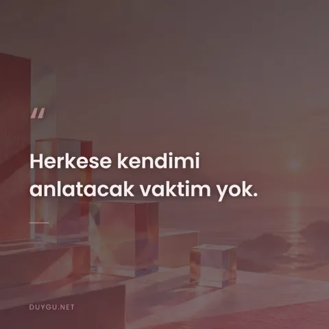 Herkese kendimi anlatacak vaktim yok.