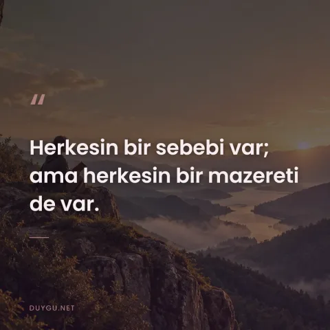 Herkesin bir sebebi var; ama herkesin bir mazereti de var.