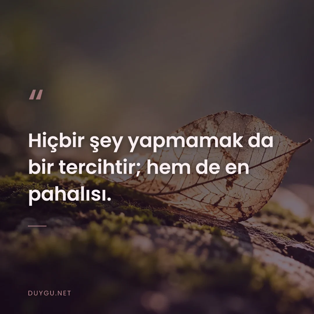 Resimli söz: Hiçbir şey yapmamak da bir tercihtir; hem de en pahalısı.