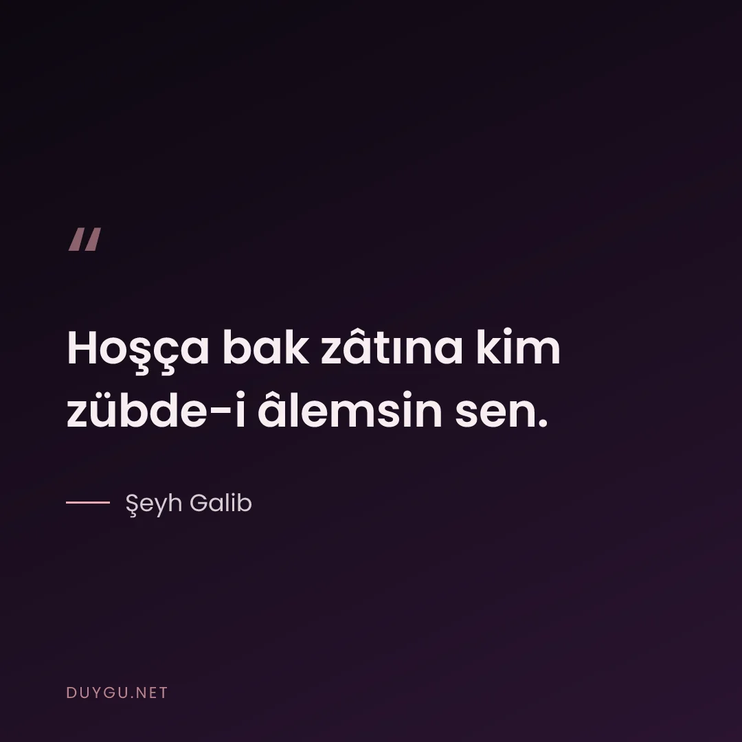 Resimli söz: Hoşça bak zâtına kim zübde-i âlemsin sen.