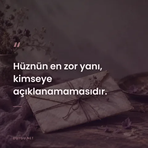 Hüznün en zor yanı, kimseye açıklanamamasıdır.