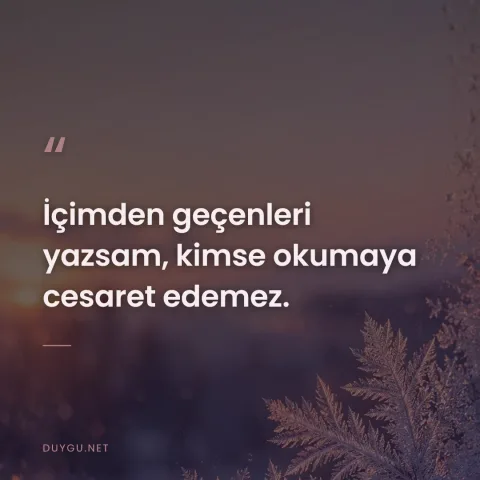 İçimden geçenleri yazsam, kimse okumaya cesaret edemez.