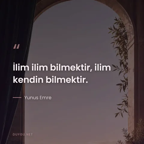 İlim ilim bilmektir, ilim kendin bilmektir. — Yunus Emre