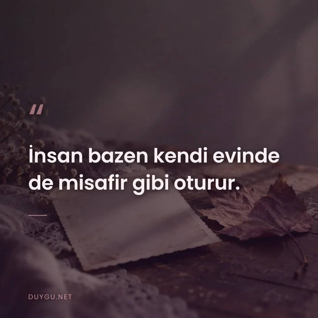 Resimli söz: İnsan bazen kendi evinde de misafir gibi oturur.