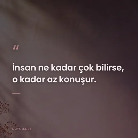 İnsan ne kadar çok bilirse, o kadar az konuşur.