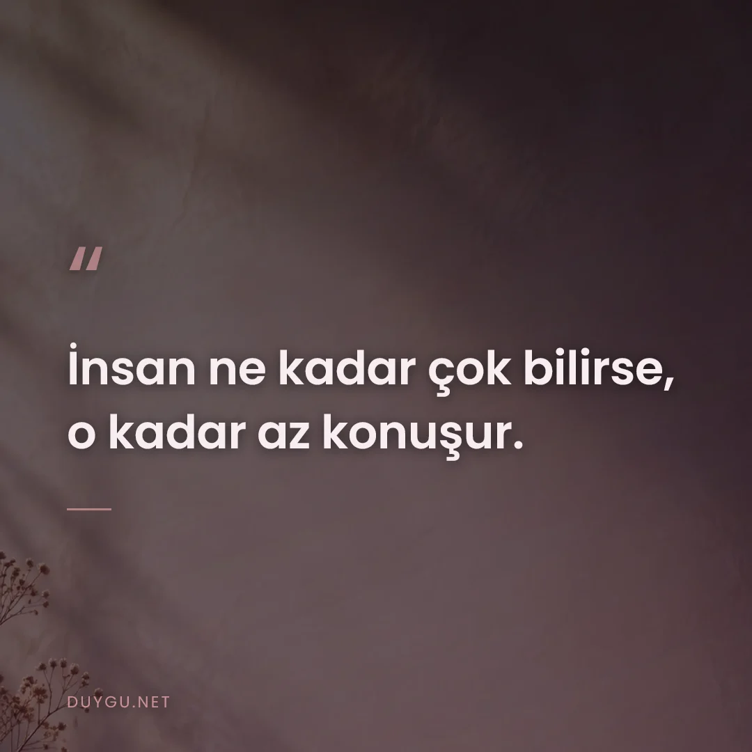 Resimli söz: İnsan ne kadar çok bilirse, o kadar az konuşur.