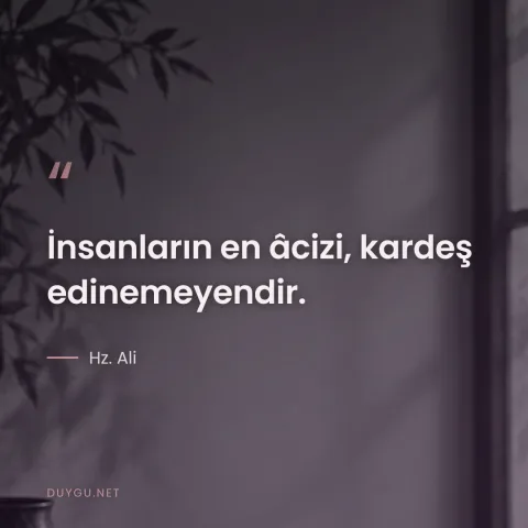 İnsanların en âcizi, kardeş edinemeyendir. — Hz. Ali