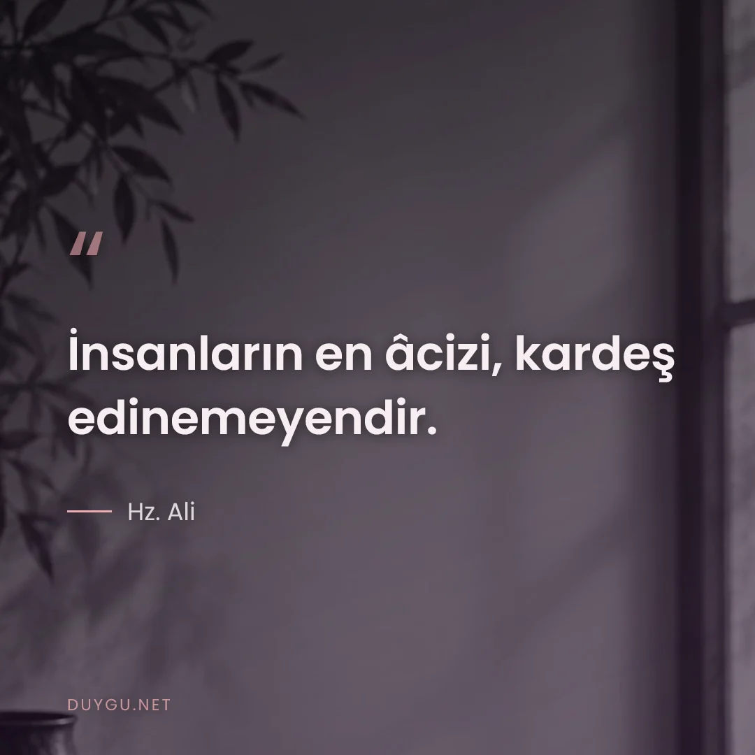 Resimli söz: İnsanların en âcizi, kardeş edinemeyendir.