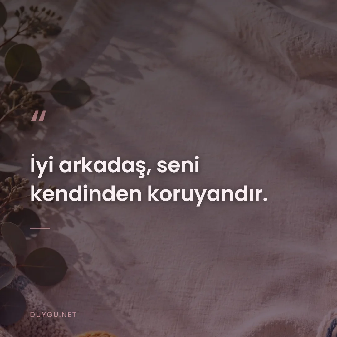 Resimli söz: İyi arkadaş, seni kendinden koruyandır.
