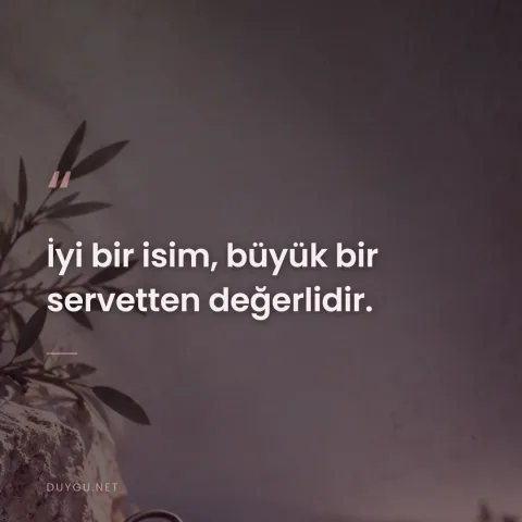 İyi bir isim, büyük bir servetten değerlidir.