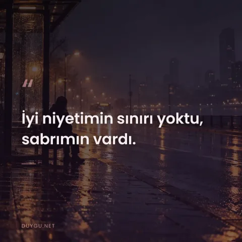 İyi niyetimin sınırı yoktu, sabrımın vardı.