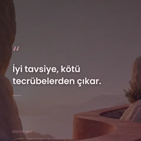 İyi tavsiye, kötü tecrübelerden çıkar.