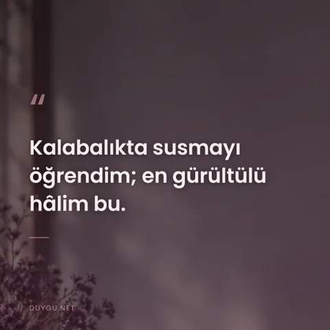 Kalabalıkta susmayı öğrendim; en gürültülü hâlim bu.