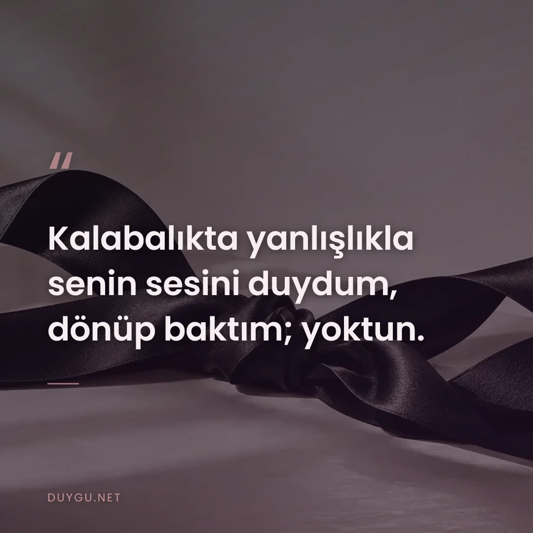 Resimli söz: Kalabalıkta yanlışlıkla senin sesini duydum, dönüp baktım; yoktun.