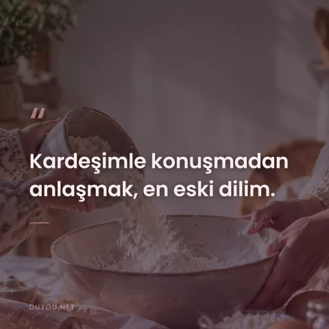 Kardeşimle konuşmadan anlaşmak, en eski dilim.