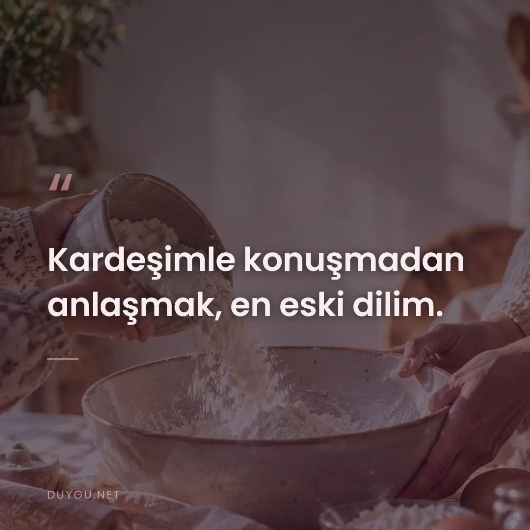 Resimli söz: Kardeşimle konuşmadan anlaşmak, en eski dilim.