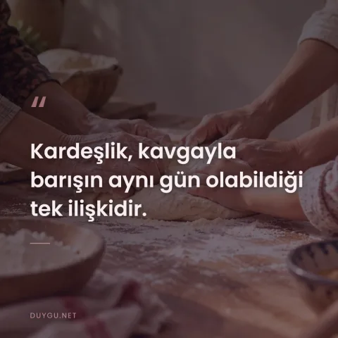 Kardeşlik, kavgayla barışın aynı gün olabildiği tek ilişkidir.