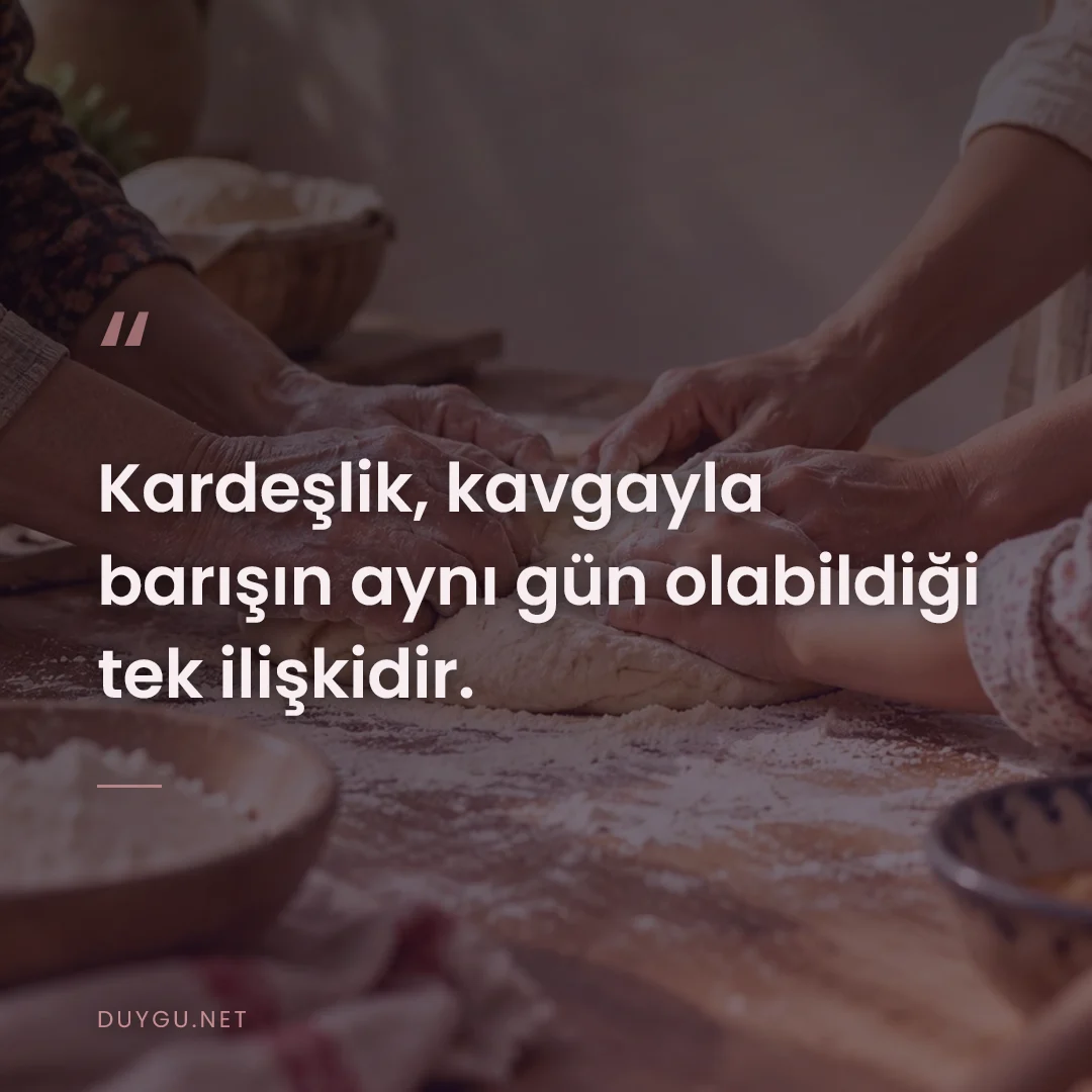 Resimli söz: Kardeşlik, kavgayla barışın aynı gün olabildiği tek ilişkidir.