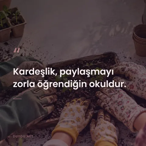 Kardeşlik, paylaşmayı zorla öğrendiğin okuldur.