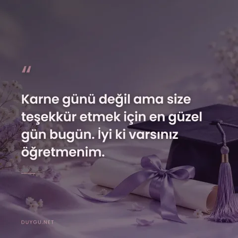 Karne günü değil ama size teşekkür etmek için en güzel gün bugün. İyi ki varsınız öğretmenim.