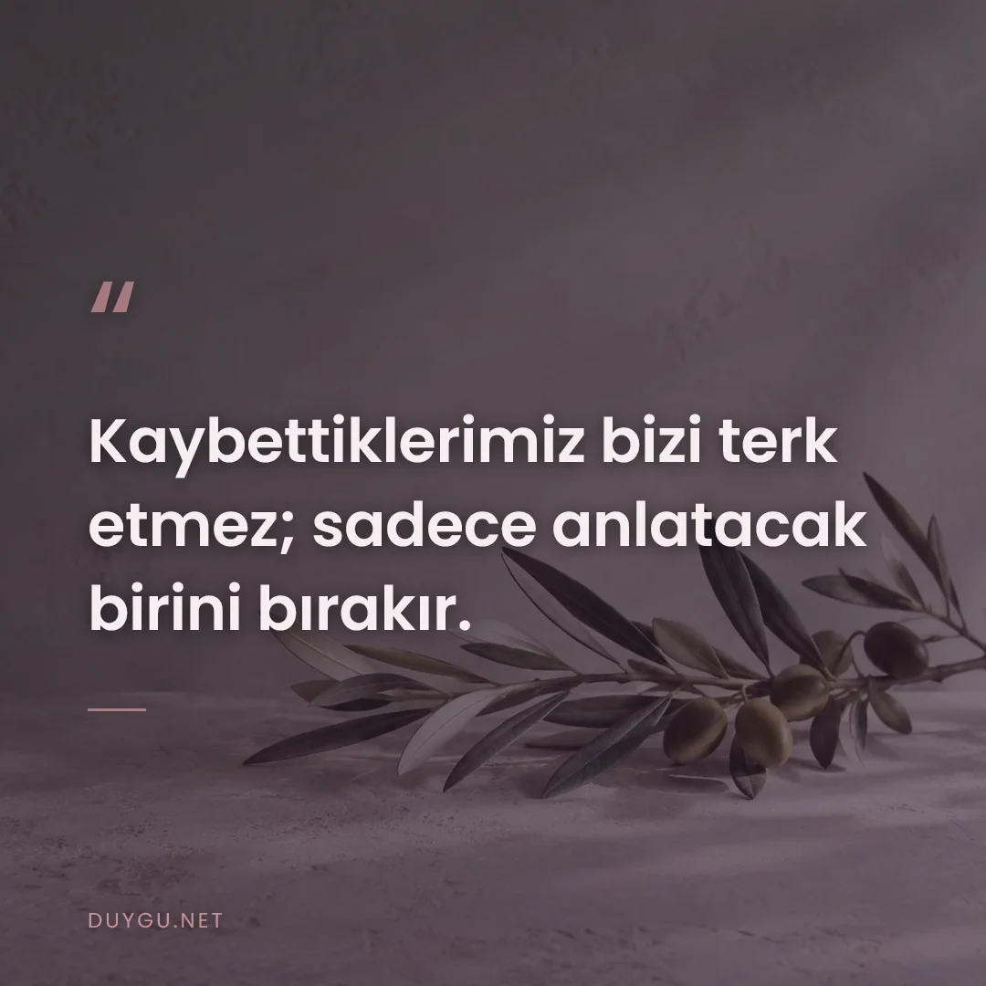 Resimli söz: Kaybettiklerimiz bizi terk etmez; sadece anlatacak birini bırakır.