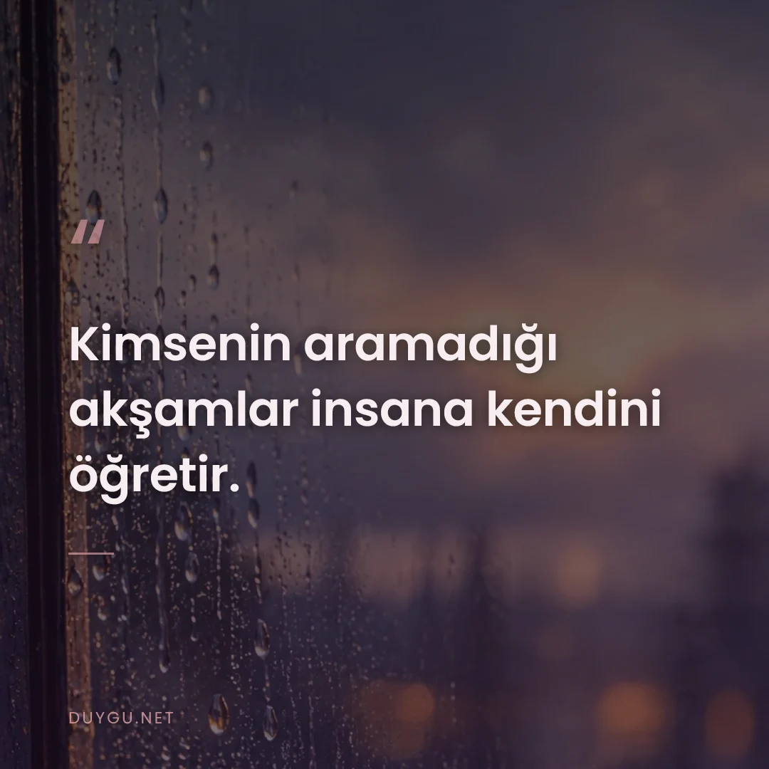 Resimli söz: Kimsenin aramadığı akşamlar insana kendini öğretir.