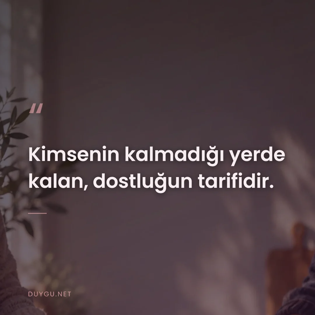 Resimli söz: Kimsenin kalmadığı yerde kalan, dostluğun tarifidir.