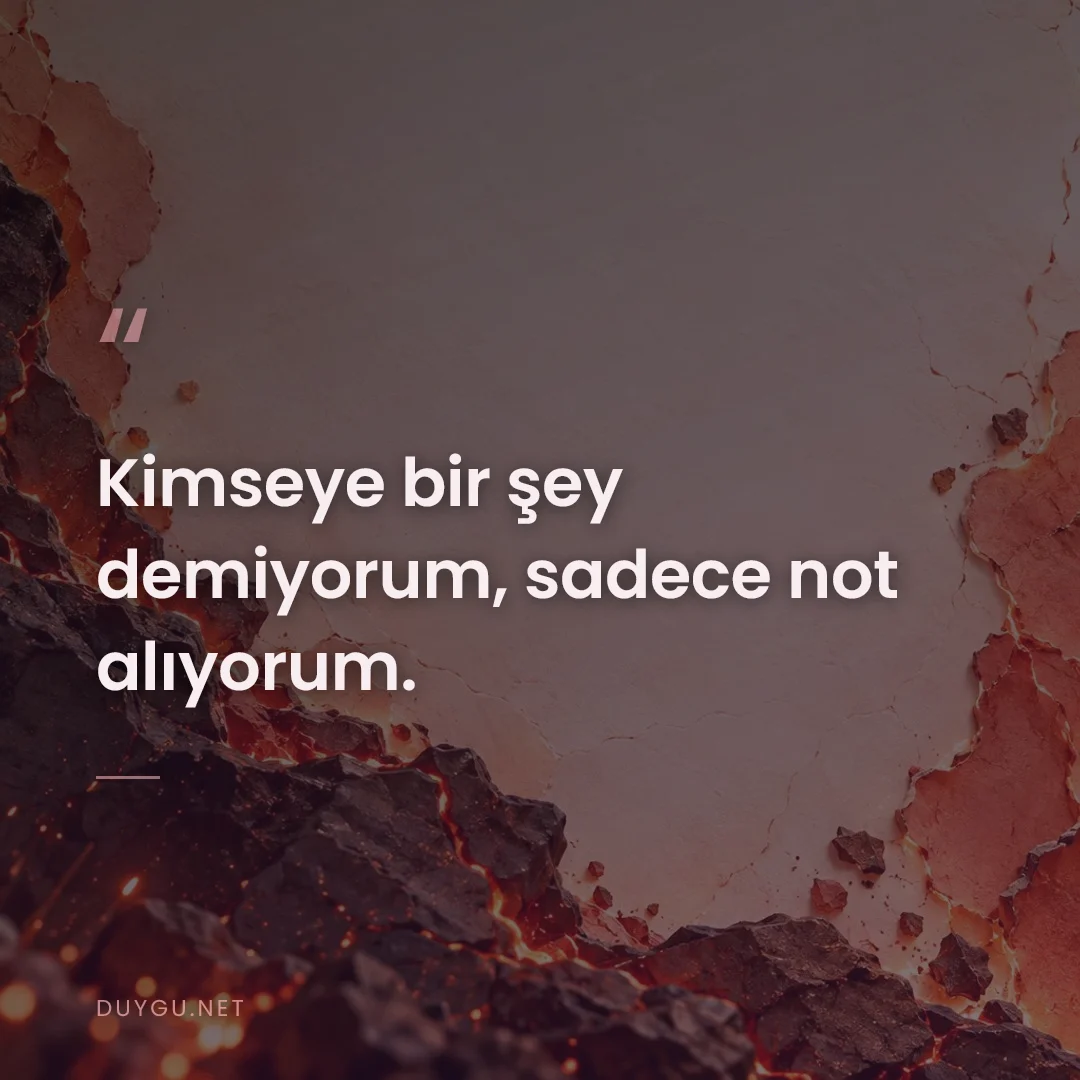 Resimli söz: Kimseye bir şey demiyorum, sadece not alıyorum.