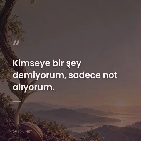 Kimseye bir şey demiyorum, sadece not alıyorum.