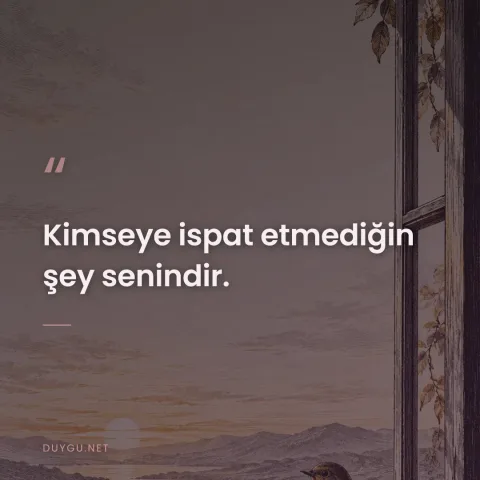 Kimseye ispat etmediğin şey senindir.