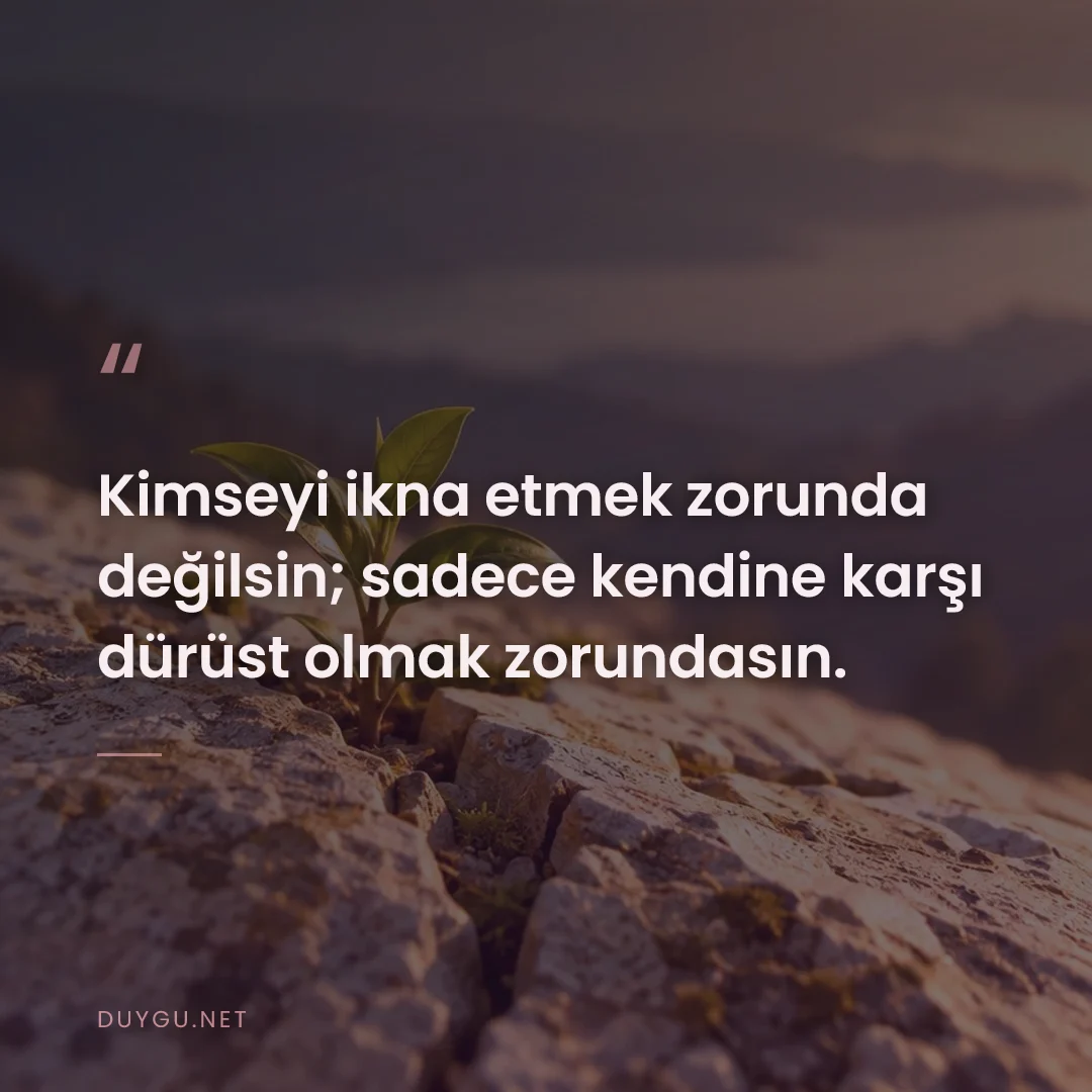Resimli söz: Kimseyi ikna etmek zorunda değilsin; sadece kendine karşı dürüst olmak