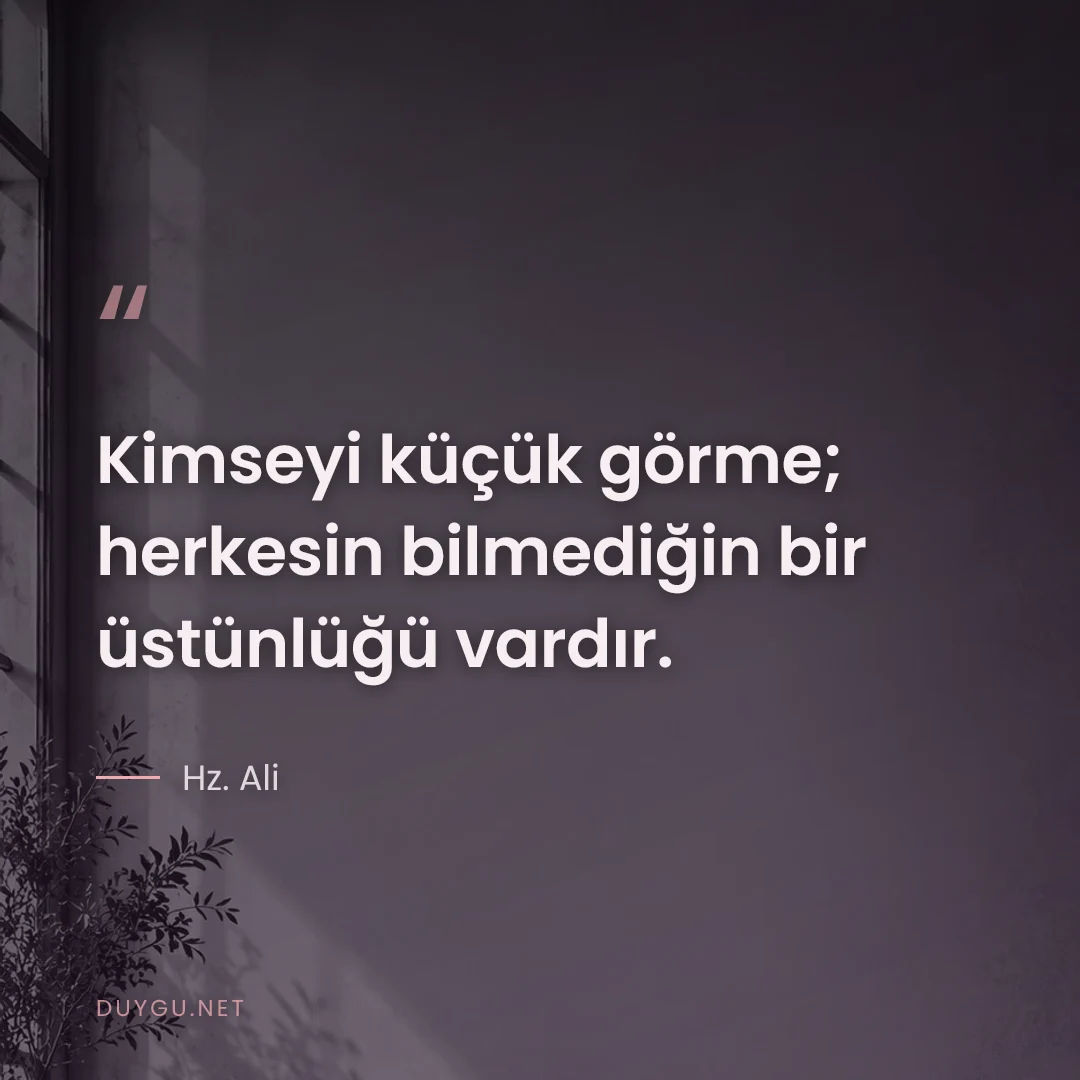 Resimli söz: Kimseyi küçük görme; herkesin bilmediğin bir üstünlüğü vardır.