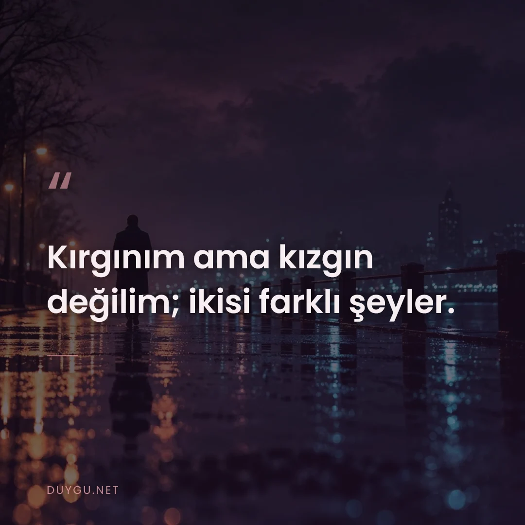 Resimli söz: Kırgınım ama kızgın değilim; ikisi farklı şeyler.