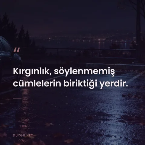 Kırgınlık, söylenmemiş cümlelerin biriktiği yerdir.