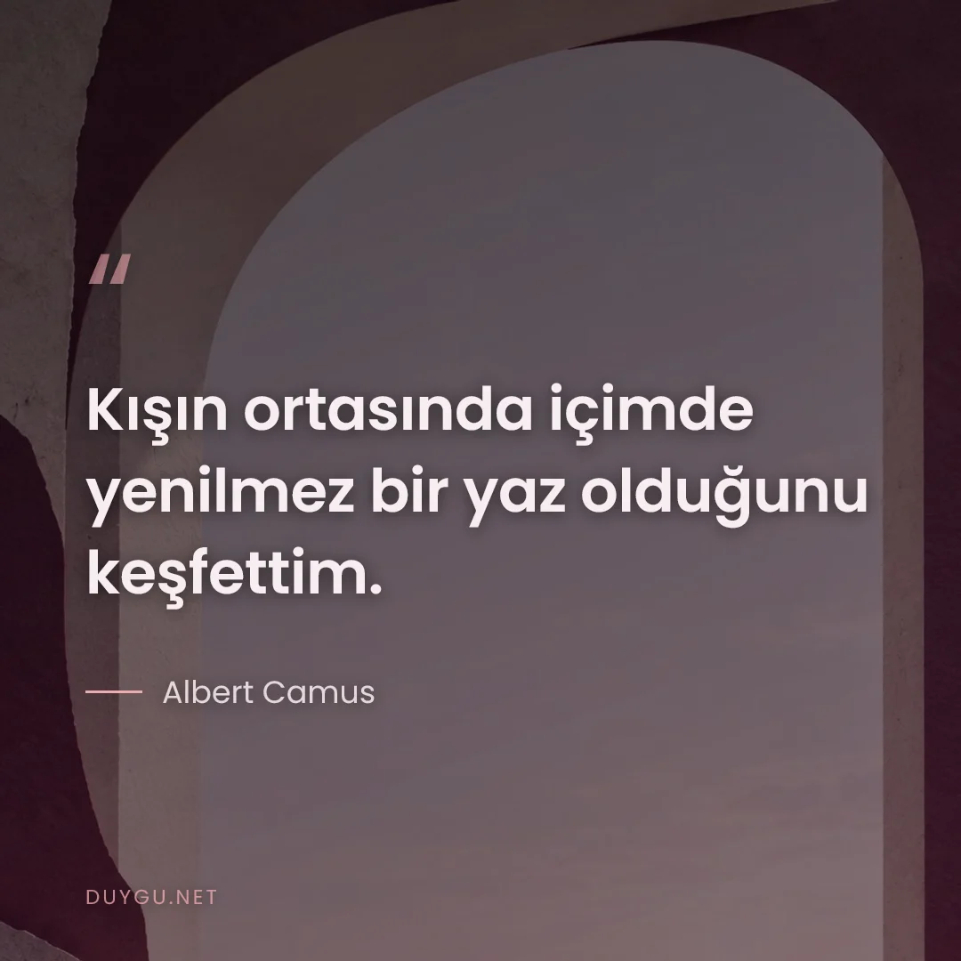 Resimli söz: Kışın ortasında içimde yenilmez bir yaz olduğunu keşfettim.