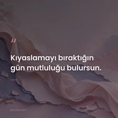 Kıyaslamayı bıraktığın gün mutluluğu bulursun.