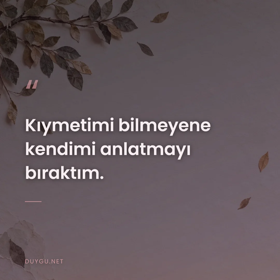 Resimli söz: Kıymetimi bilmeyene kendimi anlatmayı bıraktım.