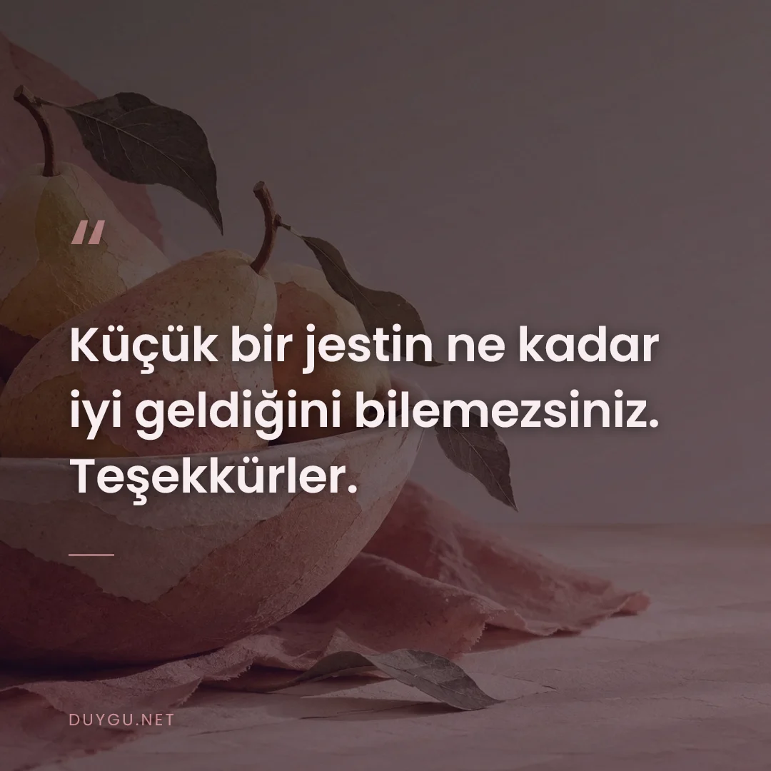 Resimli söz: Küçük bir jestin ne kadar iyi geldiğini bilemezsiniz. Teşekkürler.