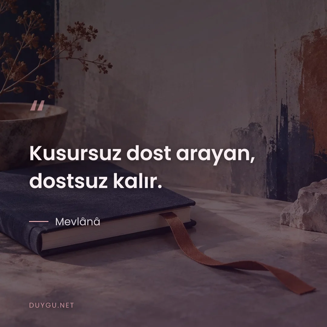 Resimli söz: Kusursuz dost arayan, dostsuz kalır.
