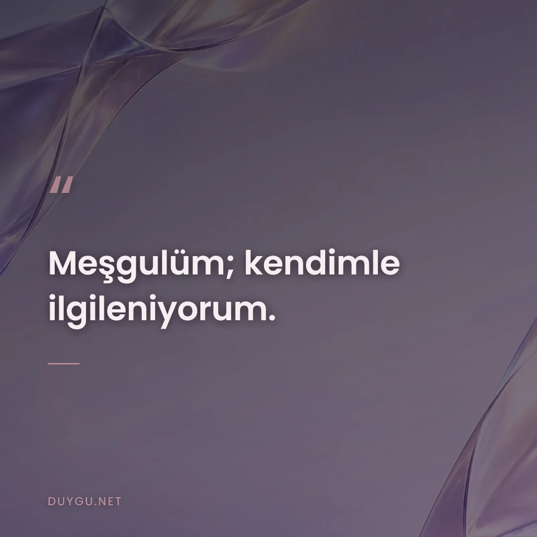 Resimli söz: Meşgulüm; kendimle ilgileniyorum.