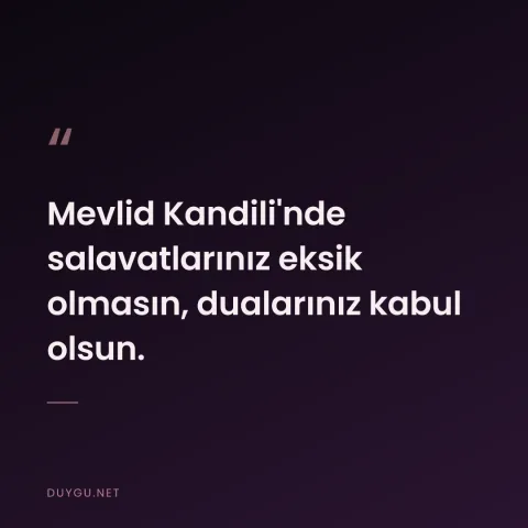 Mevlid Kandili'nde salavatlarınız eksik olmasın, dualarınız kabul olsun.