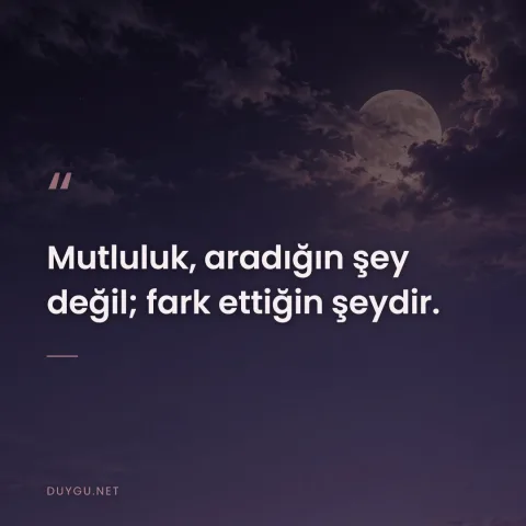 Mutluluk, aradığın şey değil; fark ettiğin şeydir.