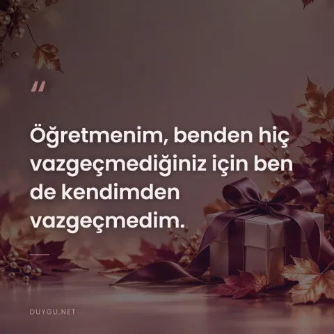 Öğretmenim, benden hiç vazgeçmediğiniz için ben de kendimden vazgeçmedim.