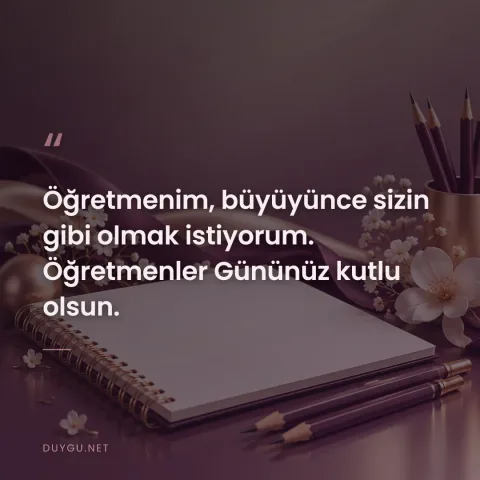 Öğretmenim, büyüyünce sizin gibi olmak istiyorum. Öğretmenler Gününüz kutlu olsun.