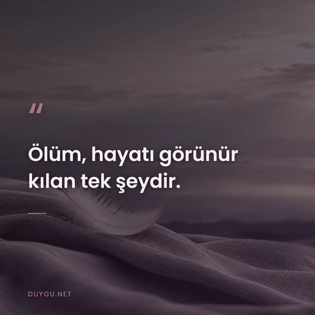 Resimli söz: Ölüm, hayatı görünür kılan tek şeydir.
