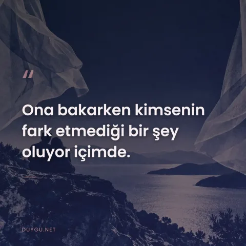Ona bakarken kimsenin fark etmediği bir şey oluyor içimde.