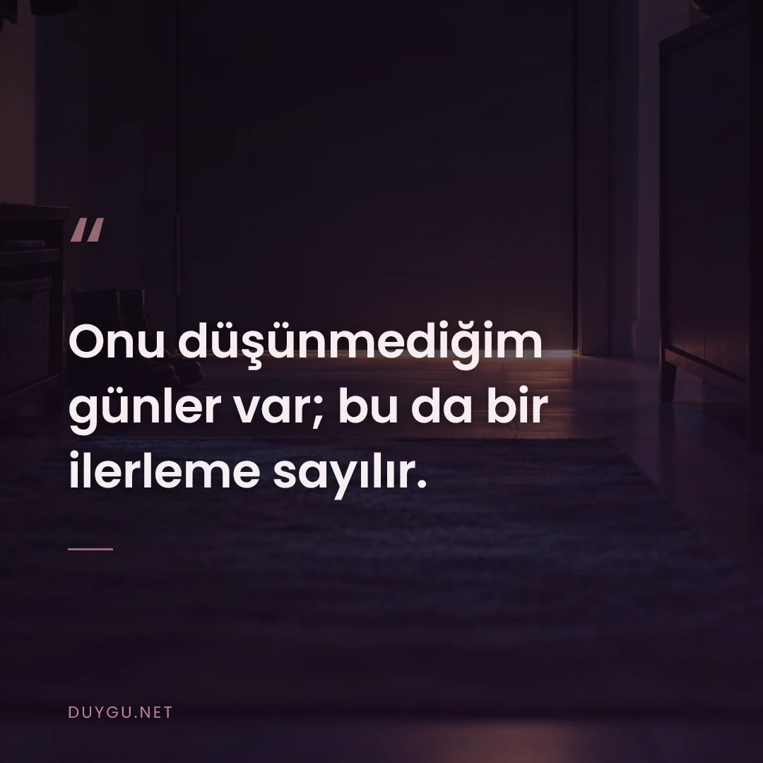 Resimli söz: Onu düşünmediğim günler var; bu da bir ilerleme sayılır.